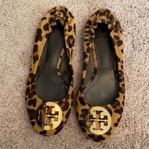 Tory Burch Leopard Calf Hair flats 8.5